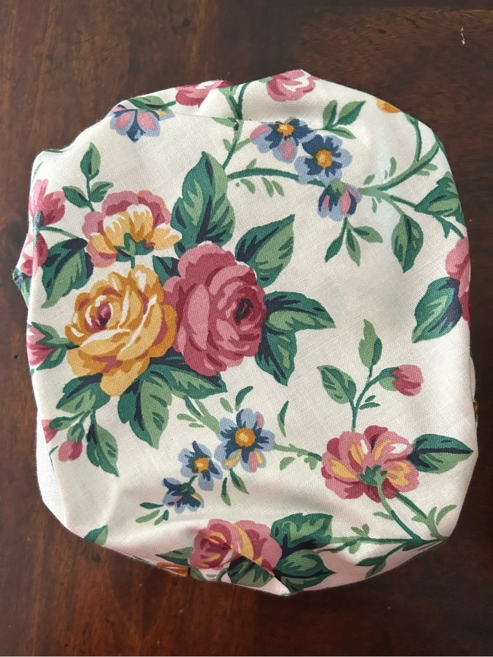 Longaberger Handwoven Basket with Floral Liner